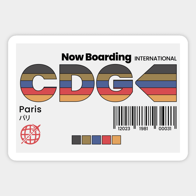 Vintage Paris CDG Airport Label Retro Travel Paris France Magnet by Now Boarding